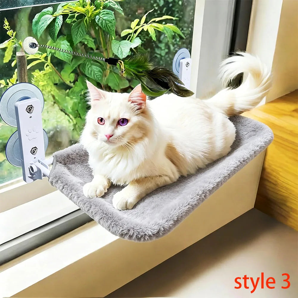 Foldable Perch Hammock With 4 Strong Suction Cups, Window Cat Bed For Indoor Cats