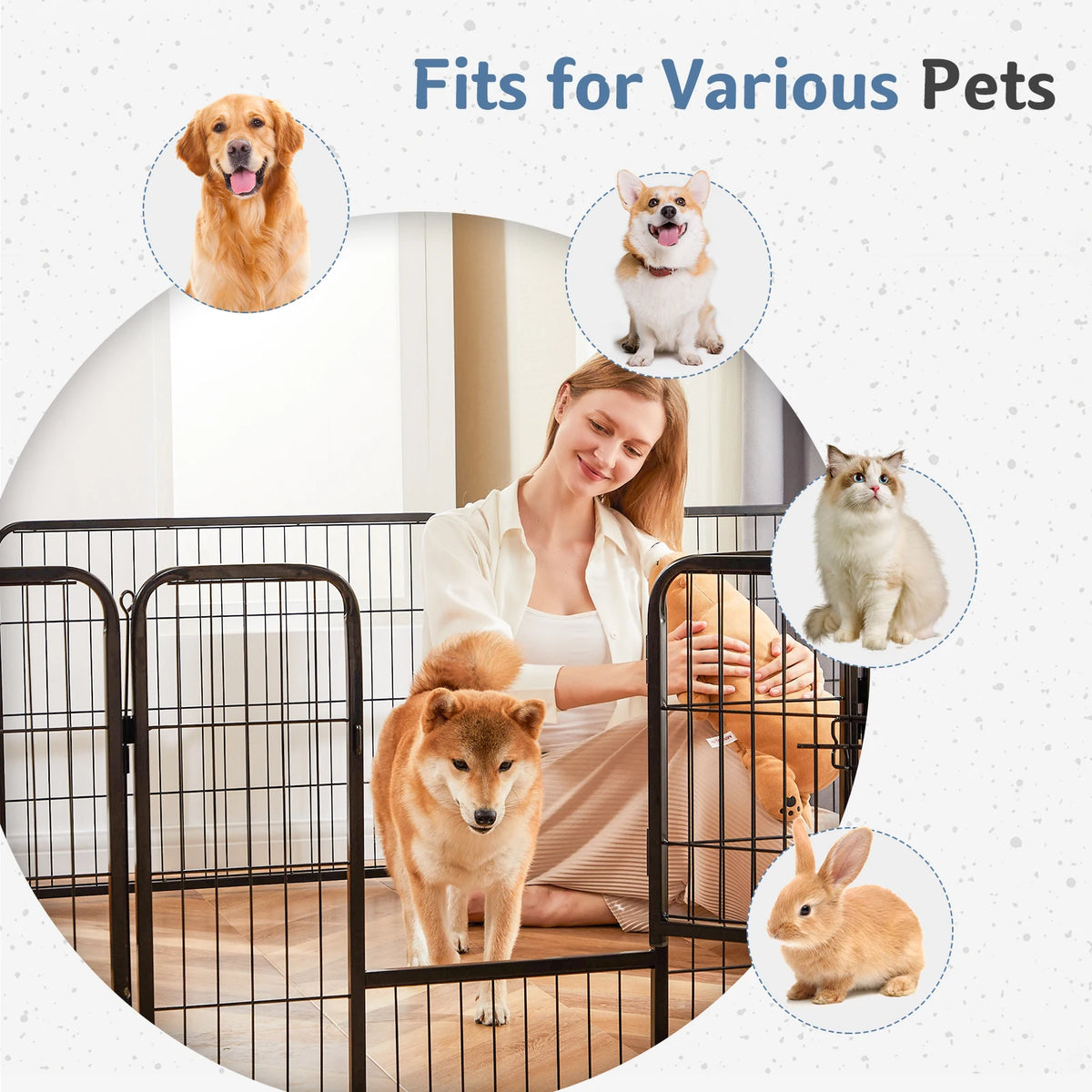JHK Sturdy Metal Dog Playpen For Indoor And Outdoor Use