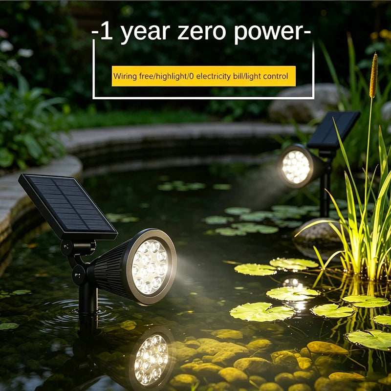 Solar Power Spot Lights Outdoor Waterproof for Christmas Decorations Flag Tree Wreath Santa Claus Snowman Bright LED Landscape Lamp Uplights for Outside Garden Yard Patio Sidewalk Warm White