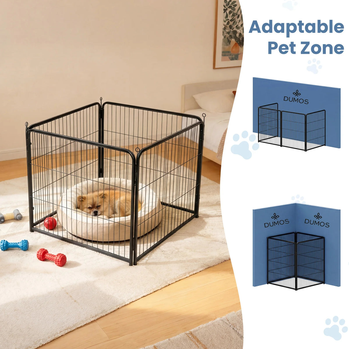 JHK 4 Panels Metal Dog Playpen Pet Fence 24 Inch to 40 Inch Foldable Large Dog Puppy ExercExercise for Yard Gate Camping Outdoor