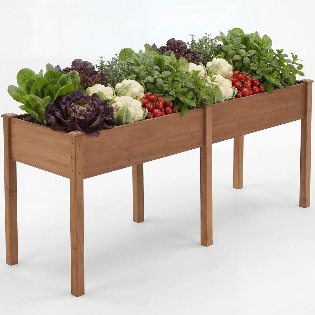 JHK 72x23x30 Inch Wood Planter Box Outdoor Raised Garden Bed with Legs for Herbs Flowers Vegetables Elevated Wooden Garden Bed for Patio Balcony and Backyard