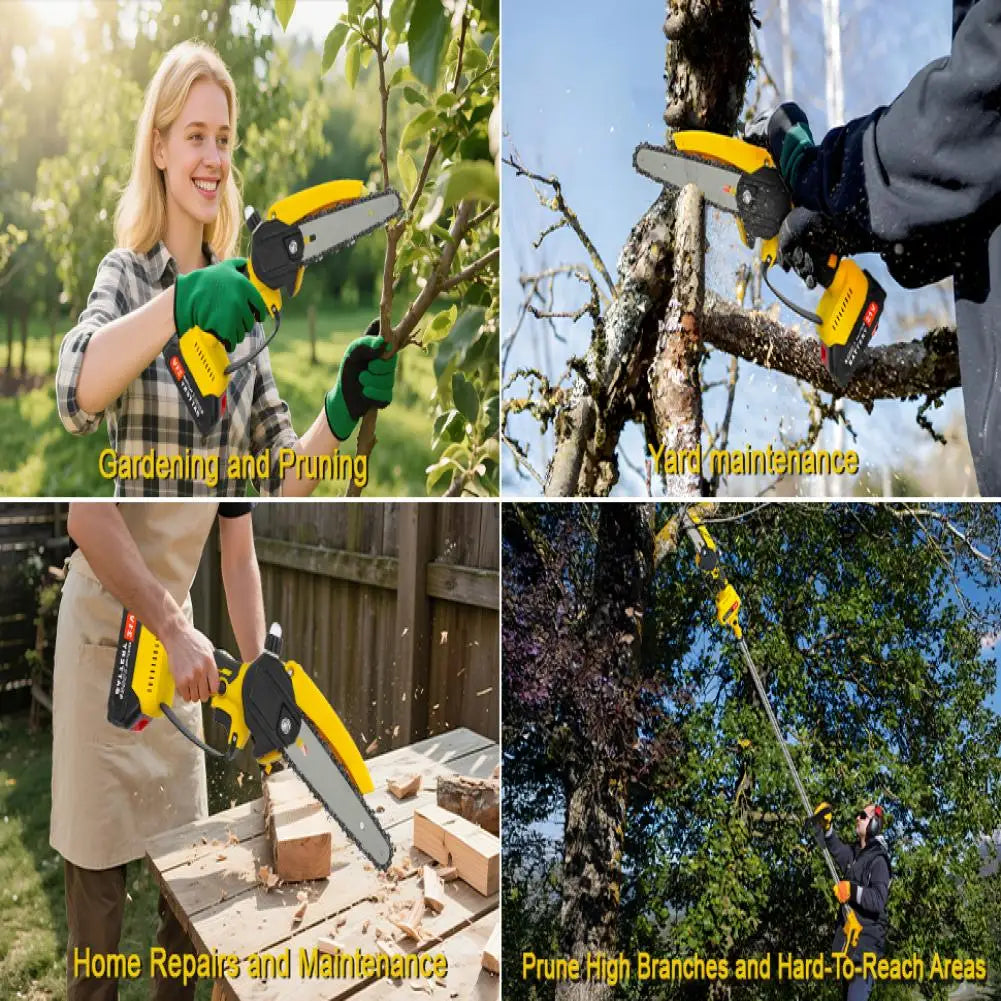 Cordless 2-in-1 Pole Saw And Mini Chainsaw 6-Inch Brushless Electric Chain Saw with 5.9 Feet Max Reach for Trimming And Cutting