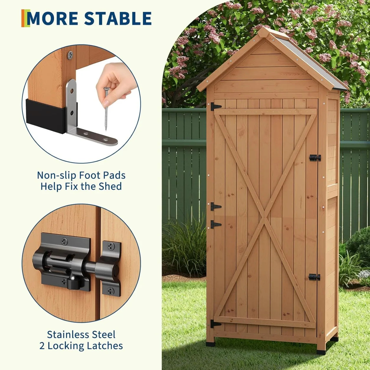 Outdoor Wooden Storage Cabinet For Garden Tools And Lawn Equipment