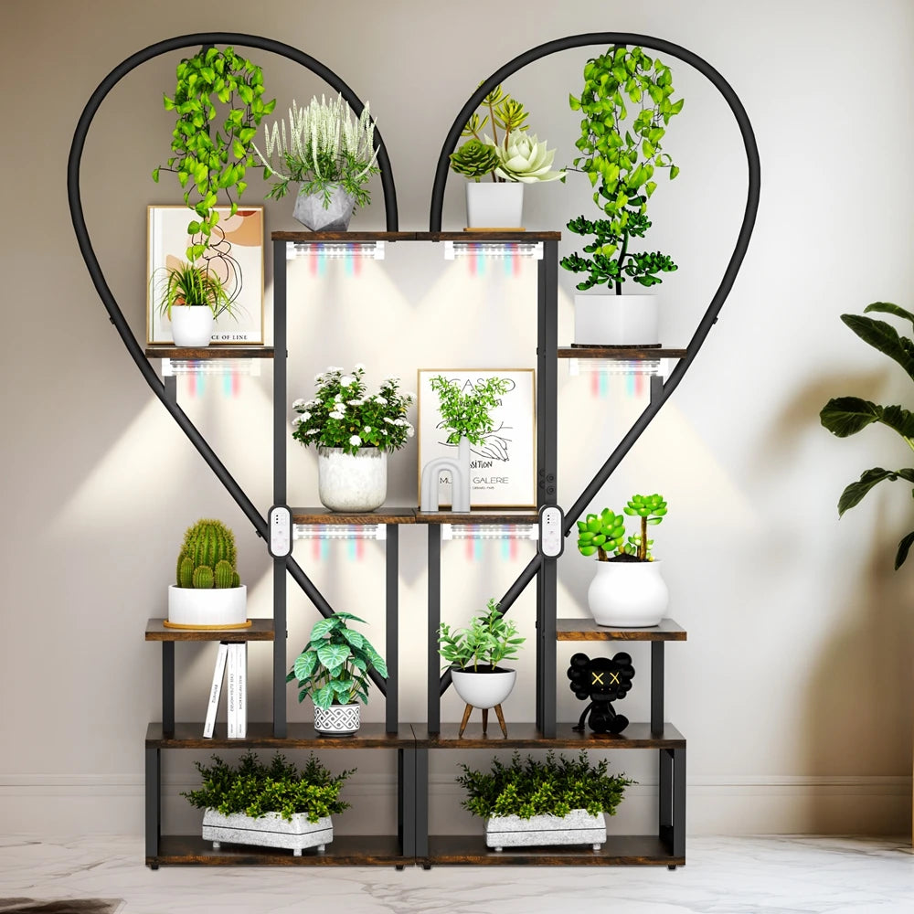 Metal Heart Shaped 6-Tier Ladder Plant Stand Tall Garden Flower Pots Display Rack for Home And Garden Decor