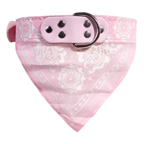 Adjustable Leather Dog Bandana Collar With Reflective Quick Release
