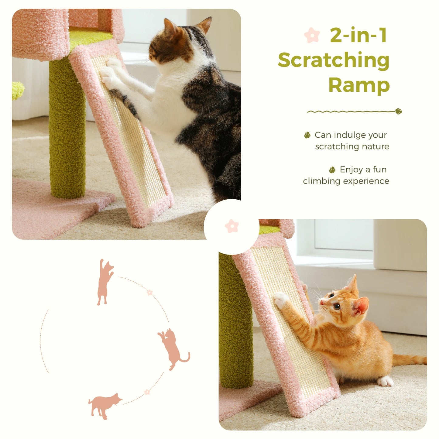 PAWZ Road Flower Design Cat Tree With Sisal Scratching Perch