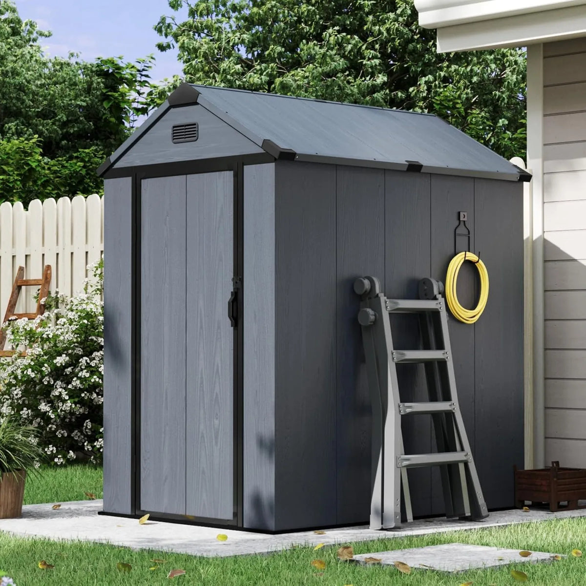 Outdoor Resin Storage Shed With Lockable Door And Ventilation