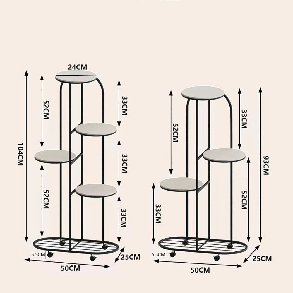 Plant Shelving Flower Pot Holder, Wrought Iron Corner Multiple Planter Rack Organizer with Wheels For Room Corner Balcony Garden