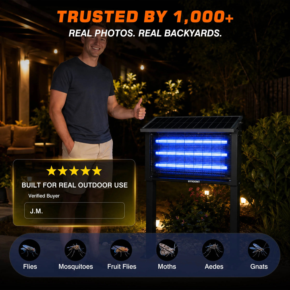 Solar Bug Zapper Light 18W/30W, 3500V Solar Mosquito Killer for Outdoor, Dusk-to-Dawn Insect Trap Lamp for Mosquitoes, Flies & Gnats