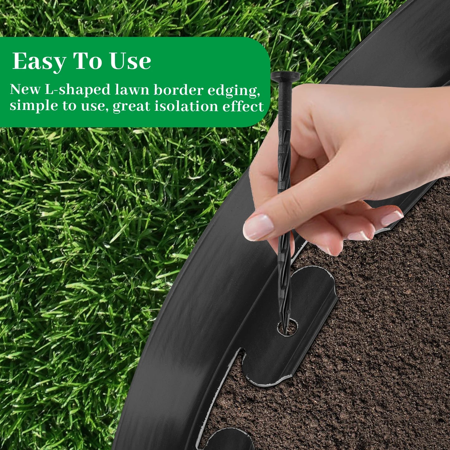 Black Garden Landscape Edging, 4 Inch Tall Lawn Edging No Dig, Landscape Edging Border with Spikes, Lawn Edging Roll Kit for Garden Flower Beds Yards