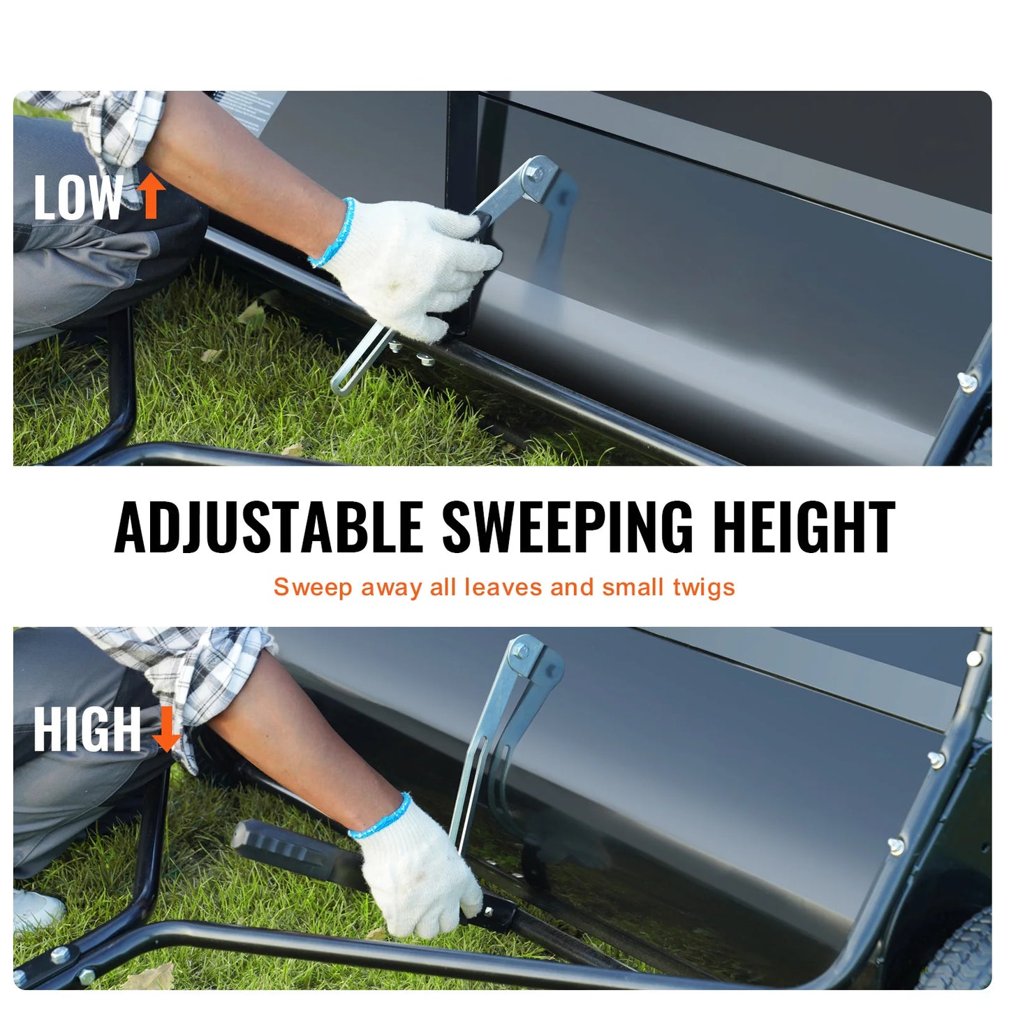 SucceBuy Heavy Duty Tow Behind Lawn Sweeper And Grass Collector