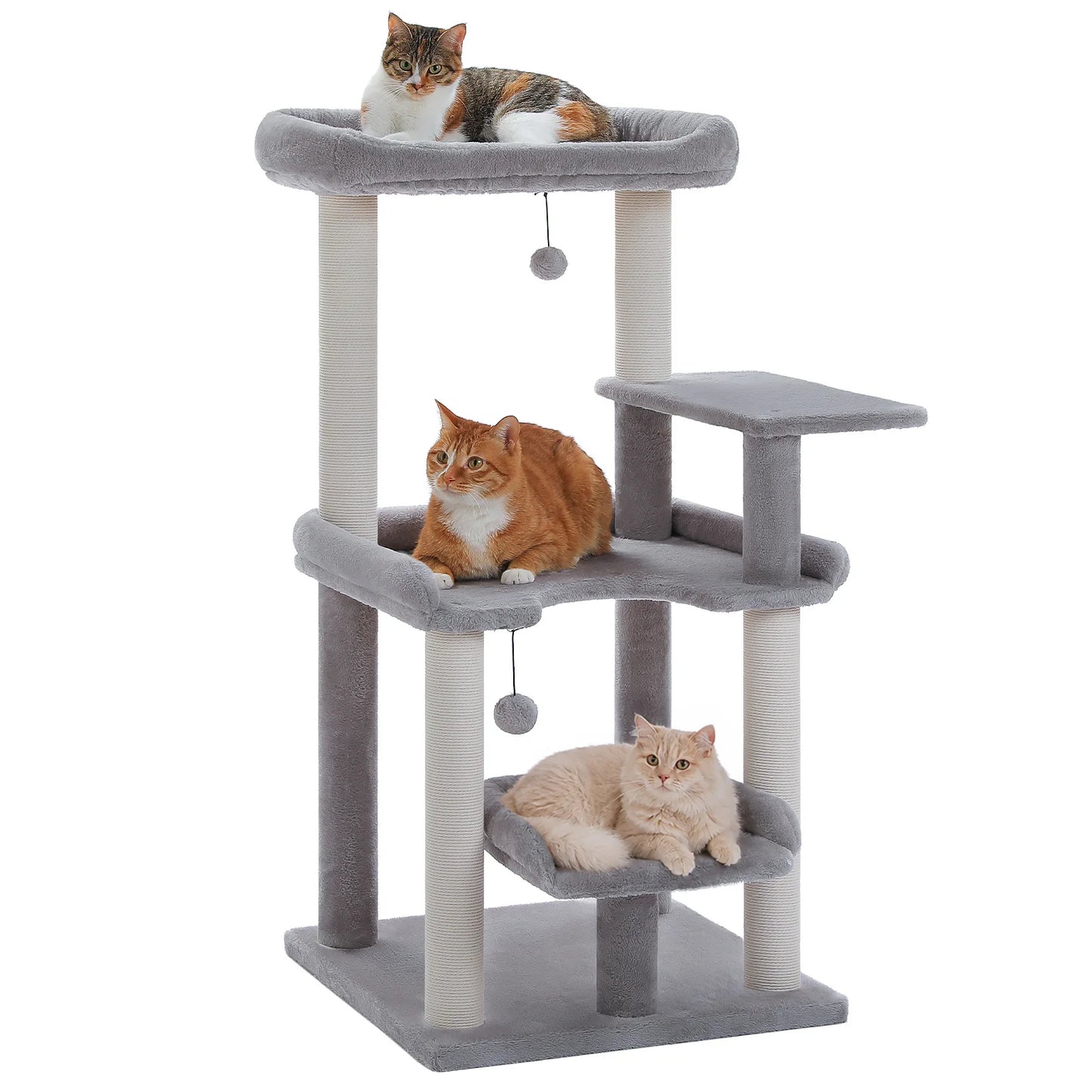 Multi-Level Cat Tree with Sisal Scratching Posts Spacious Top Perch Large Cat Bed Modern Cat Tower for Indoor Cats Large Adult Pet Furniture Cat Toys