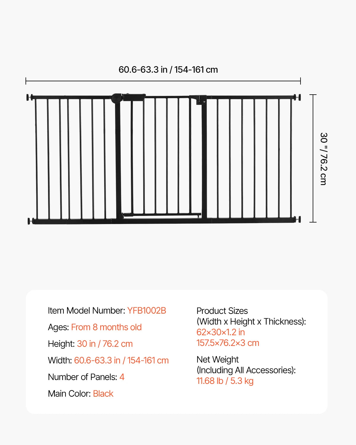 SucceBuy Pressure Mount Baby Dog Gate For Indoor Doorways