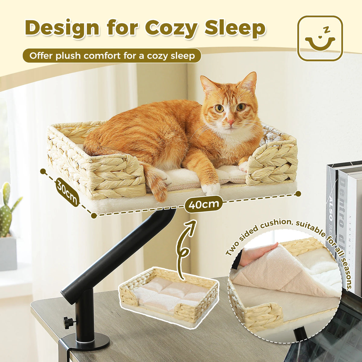 PAWZ Road Rotatable Cat Desk Bed Stand With Adjustable Hammock