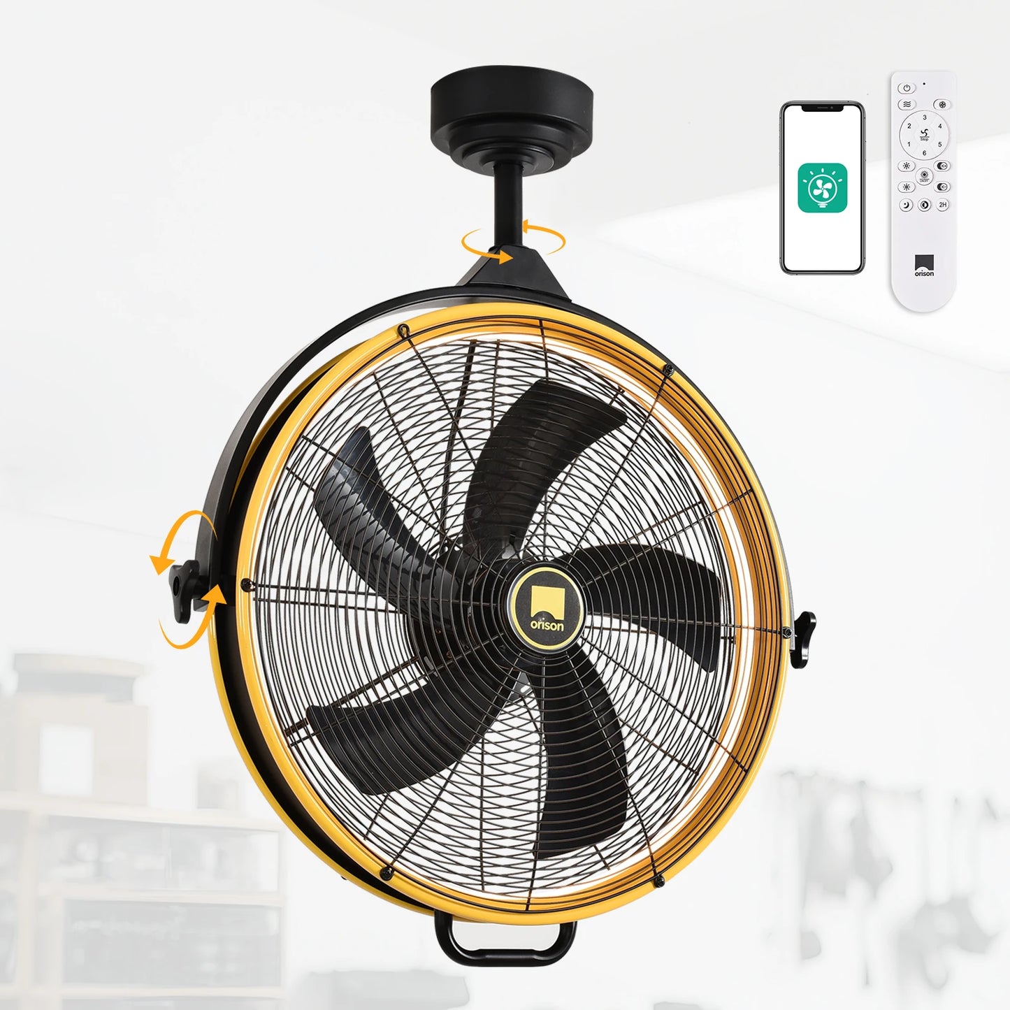 Orison 24.8'' Garage Ceiling Fan, Outdoor Gazebo Hanging Fan with Remote&APP, Plug in Caged Ceiling Fan for Patio Canopy Pergola Porch,6 Speed,3CCT Dimmable