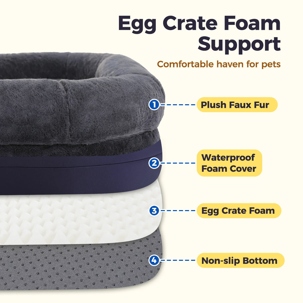 PAWZ Road Foldable Plush Dog Bed With Washable Cover