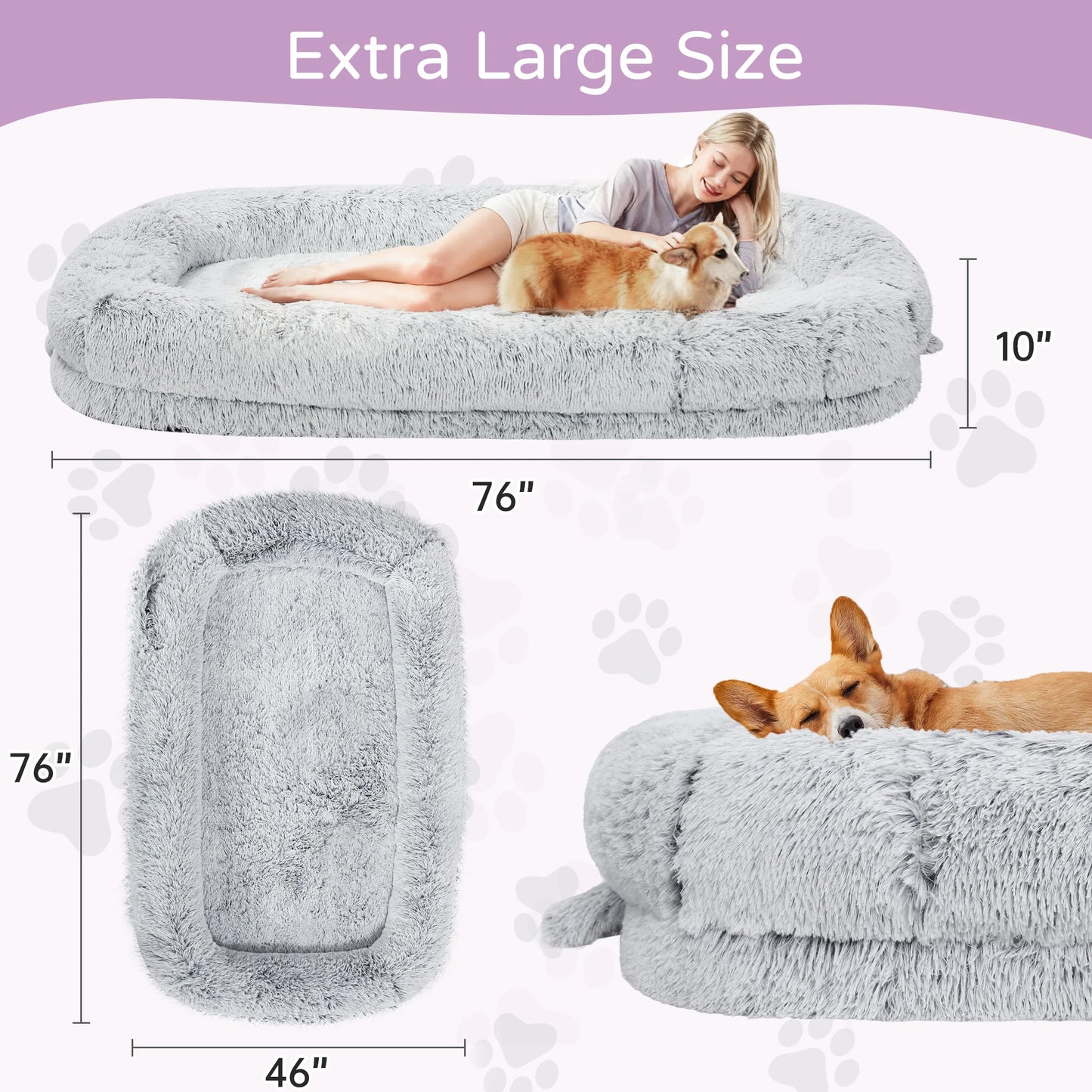 Orthopedic Spacious Faux Fur Dog Bed With Removable Washable Cover