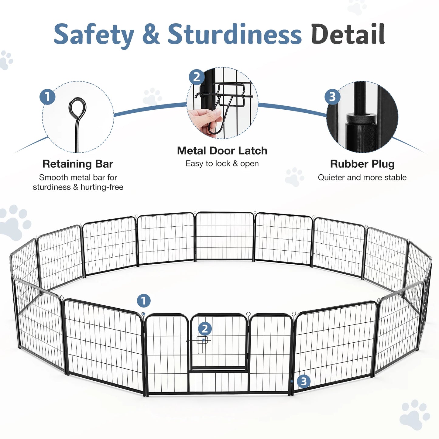JHK Sturdy Metal Dog Playpen For Indoor And Outdoor Use