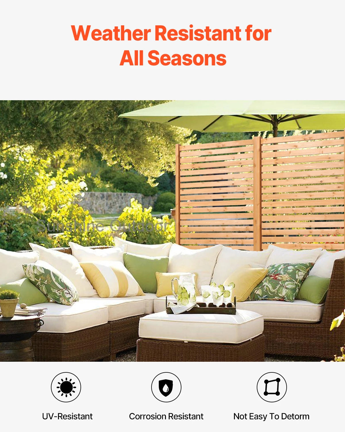 VEVOR Wooden Privacy Screen Outdoor Privacy Screen Freestanding Wood Privacy Panel with Stand Outdoor Divider for Balcony Patio