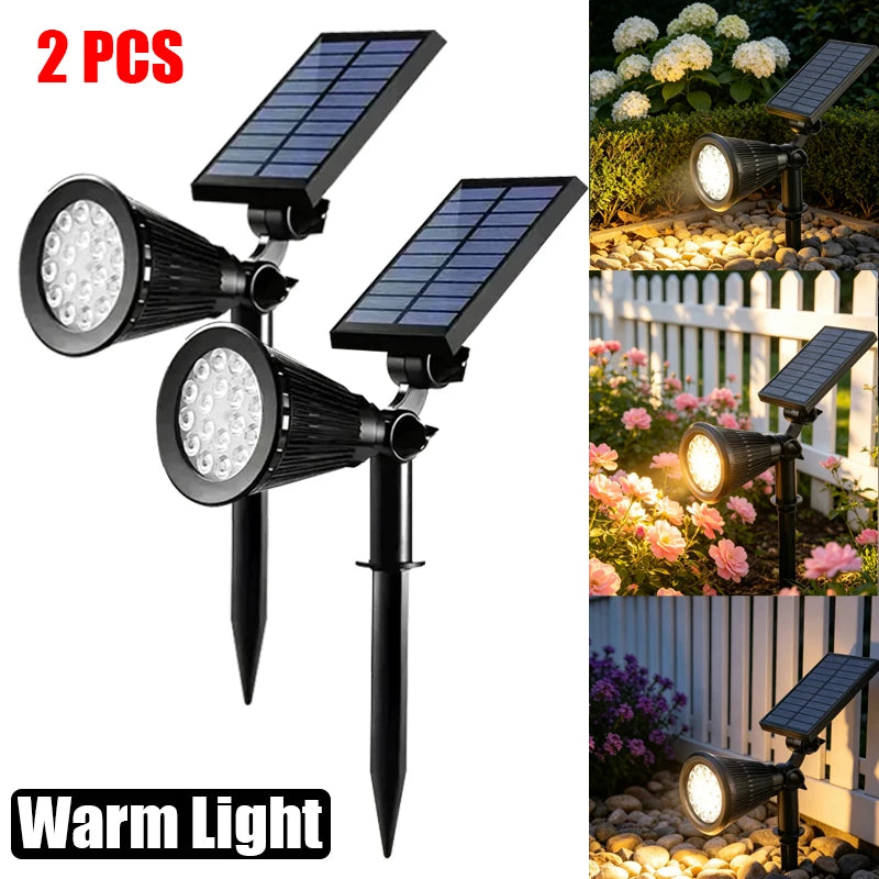 Solar Power Spot Lights Outdoor Waterproof for Christmas Decorations Flag Tree Wreath Santa Claus Snowman Bright LED Landscape Lamp Uplights for Outside Garden Yard Patio Sidewalk Warm White