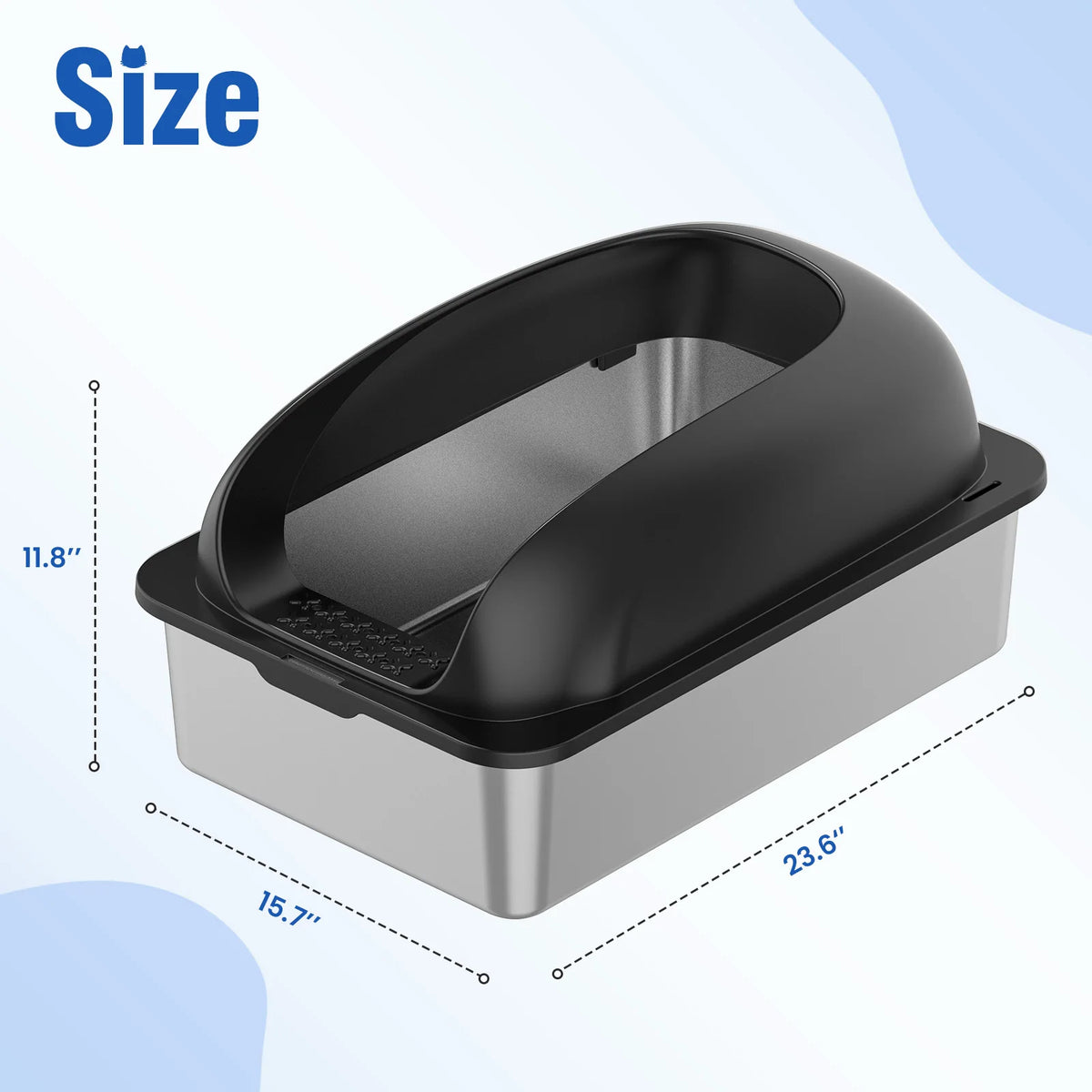Stainless Steel Covered Cat Litter Box With Lid And Scoop