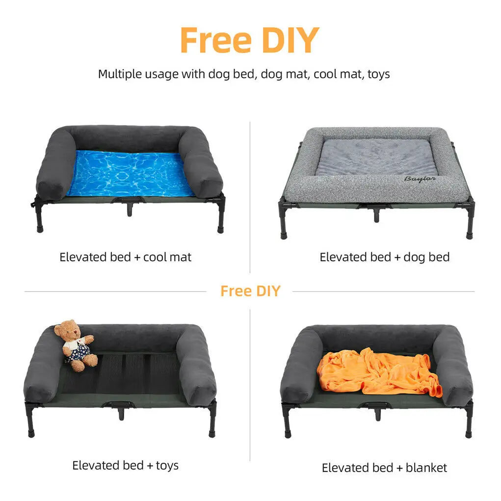 BINGOPAW Breathable Elevated Dog Bed Raised Mesh Pet Hammock Frame