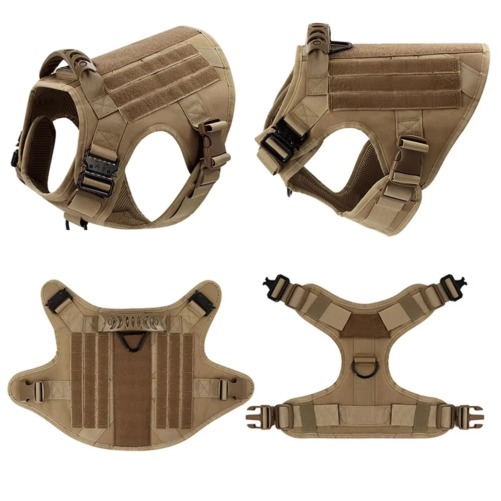 Adjustable Tactical Dog Training Harness Nylon Leash And Collar