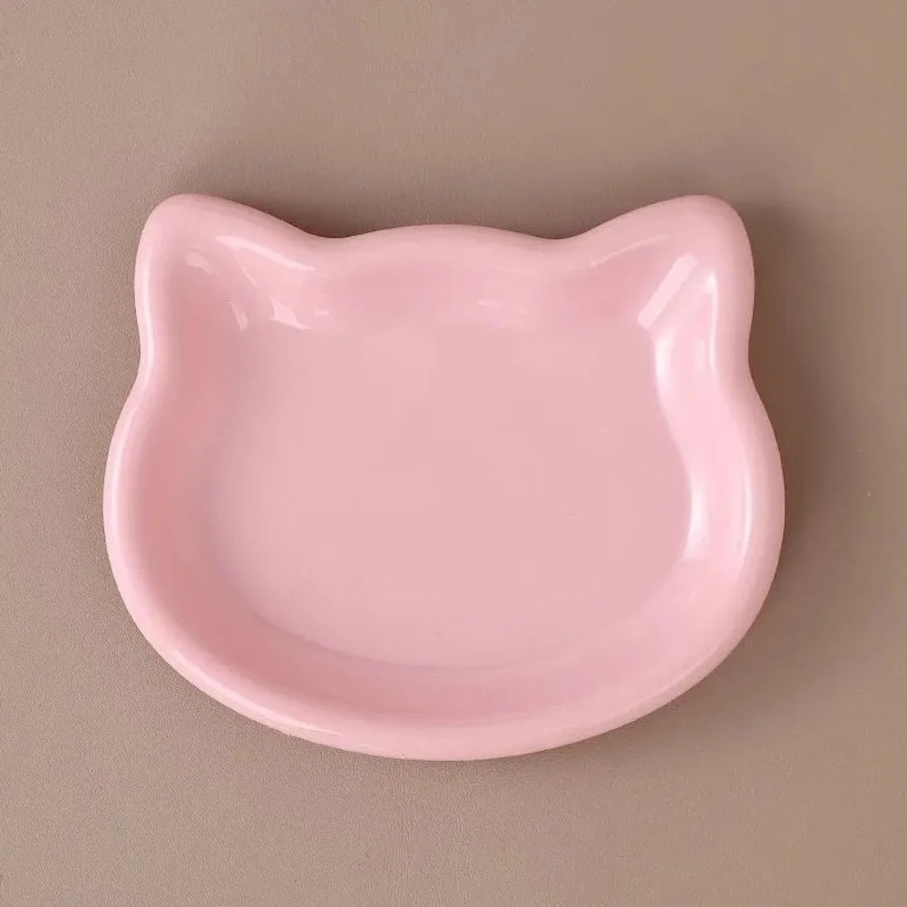1/4pcs Cute Cat Shape Cat Bowl Plastic Anti-Fall Flip Cat Food Bowl Non-slip Pet Food Dish Pet Feeding