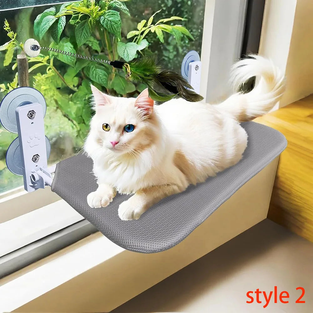 Foldable Perch Hammock With 4 Strong Suction Cups, Window Cat Bed For Indoor Cats