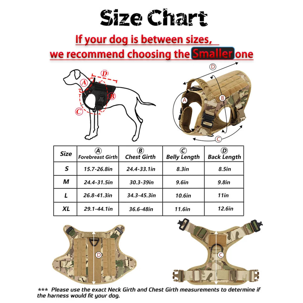 Petravel Tactical Dog Harness Leash Set For Large Dogs
