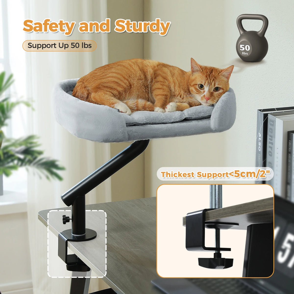 PAWZ Road Rotatable Cat Desk Bed Stand With Adjustable Hammock