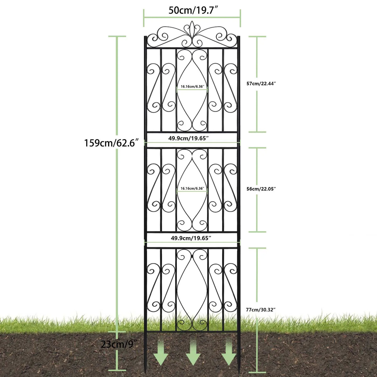 2pcs Tall Rustproof Metal Garden Trellis for Climbing Plants Plant Support Fence Decorative Garden Accessories
