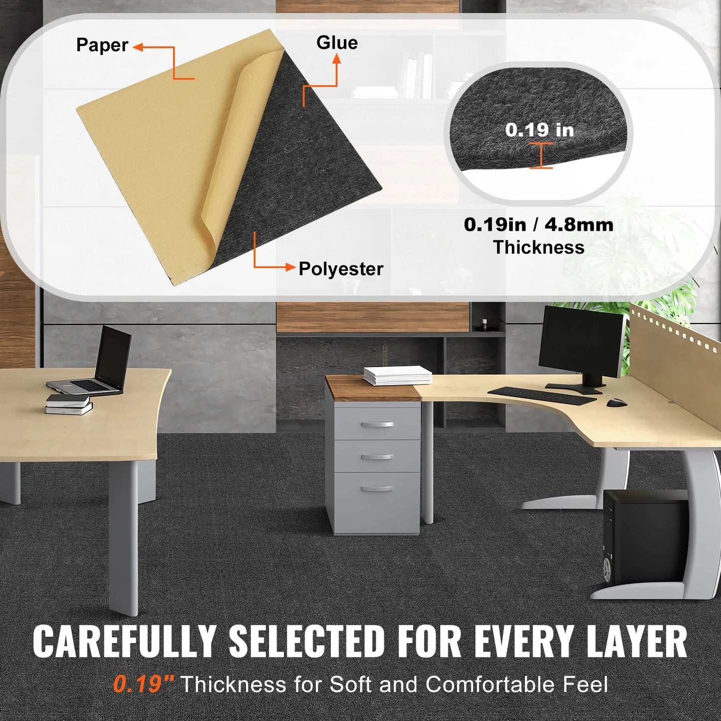 SucceBuy Carpet Tiles Peel & Stick Self Adhesive Carpet Floor Tile Soft Padded Carpet Tiles Bedroom Living Room Indoor Outdoor