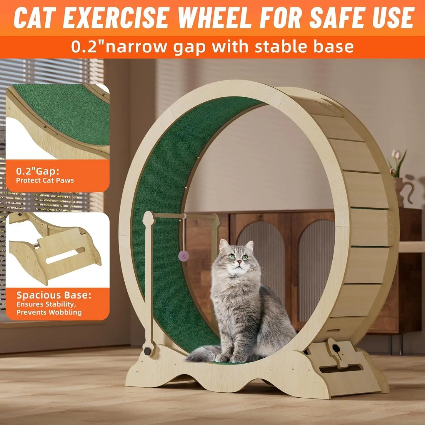 Studyset Indoor Cat Exercise Wheel Quiet Carpet Runway Teaser