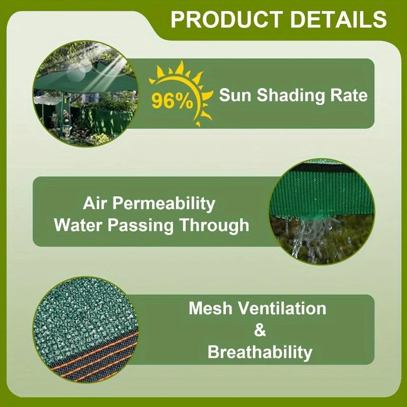 Privacy Fence, Plant Shade Net, Shade Cloth, High-Density Polyethylene Uv-Resistant Net with Breathable Mesh and Eyelets, Ideal for Garden Use