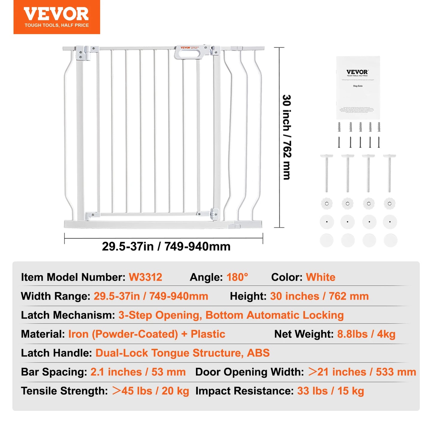 SucceBuy Pressure Mount Baby Dog Gate For Indoor Doorways