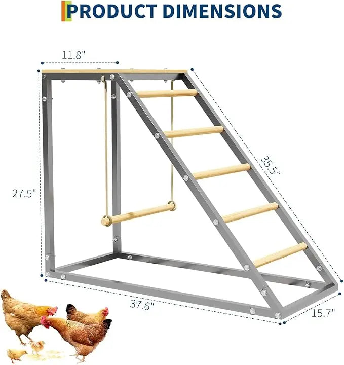 Chicken Perch for Coop with Ladder Design, Weatherproof Roosting Bars for Chickens, Durable Hen Coop Access for Backyard Poultry