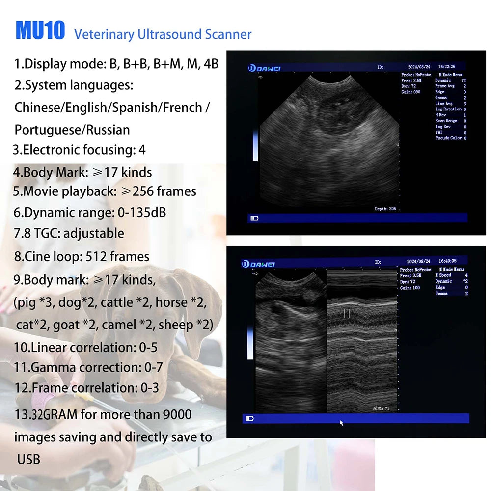 Dawei 3.5MHz Vet Portable Ultrasound Scanner for Dog Cat Pregnancy