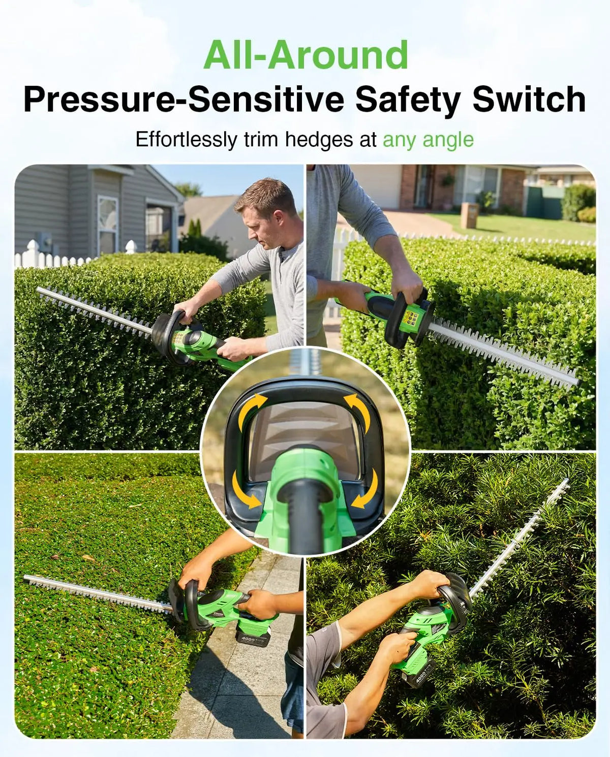TaskStar Electric Hedge Trimmer 22 Inch Cordless Bush Trimmer 550MM Double Edge Blade for Yard Trimming Landscaping Gardening Hedge Shears with 2 4.0Ah Rechargeable Batteries