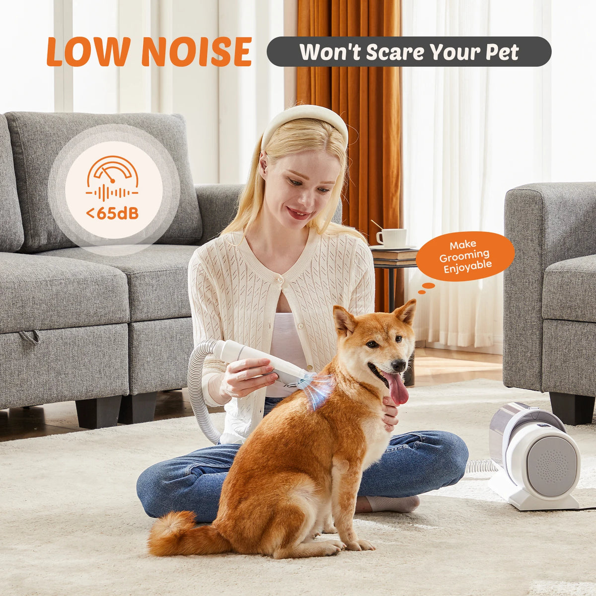Sweetcrispy Low Noise Pet Grooming Vacuum For Dogs And Cats