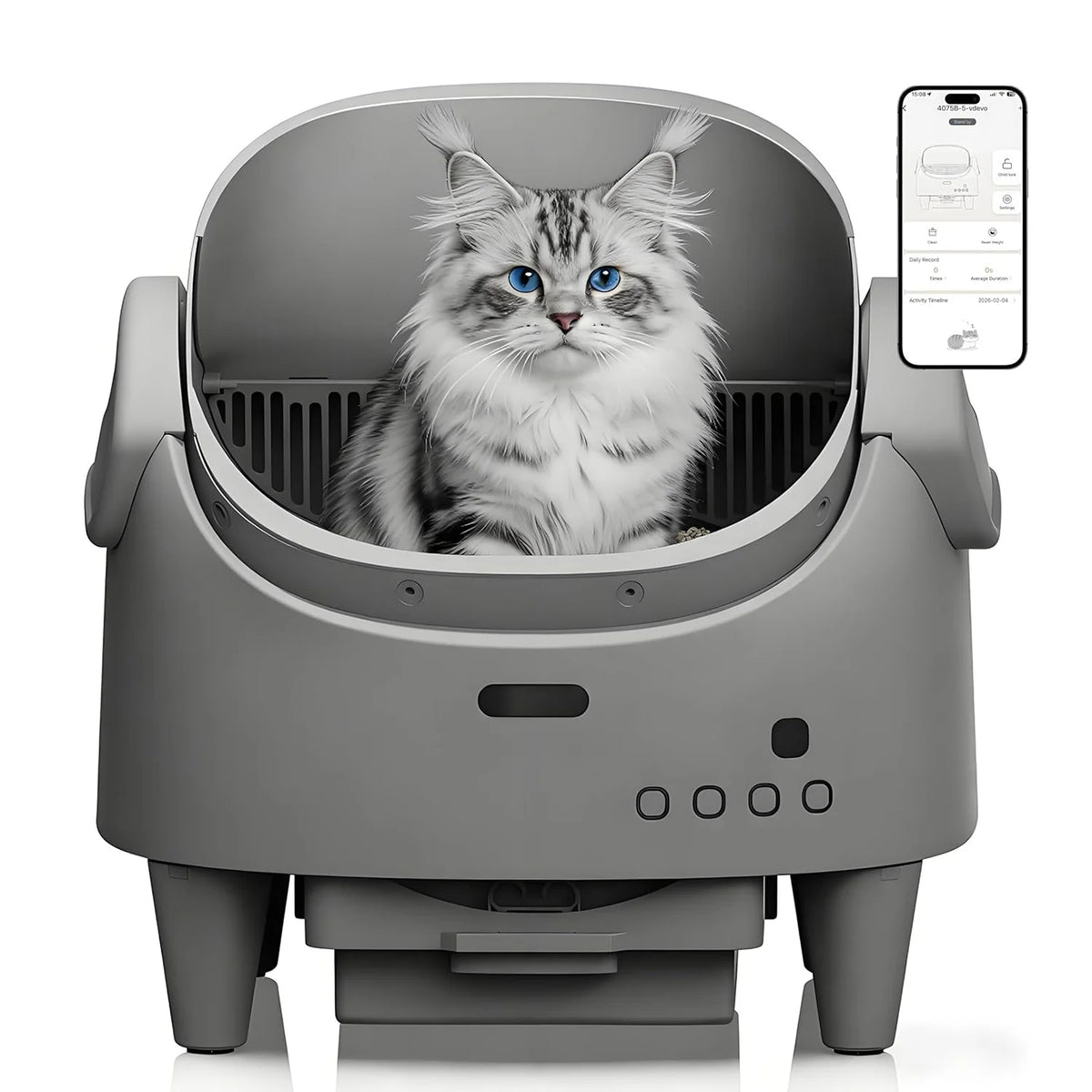 Smart Open Automatic Cat Litter Box 8L Self-Cleaning WiFi App Control Anti-Pinch Odor Removal Electric Pet Toilet
