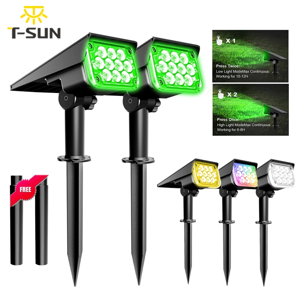 2PCS Solar Power Light Adjustable Light Temperature Solar Garden Light outdoor IP65 Solar Lamp Super Bright Solar Spotlight