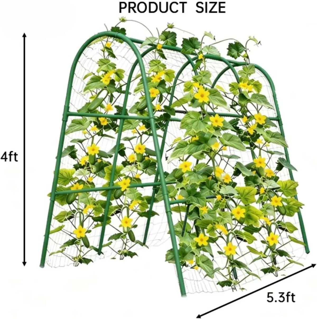 Heavy Duty Metal Garden Arch Trellis Rust Resistant Green Support For Raised Beds Climbing Vegetables Cucumbers Melons Grapes Easy Assembly