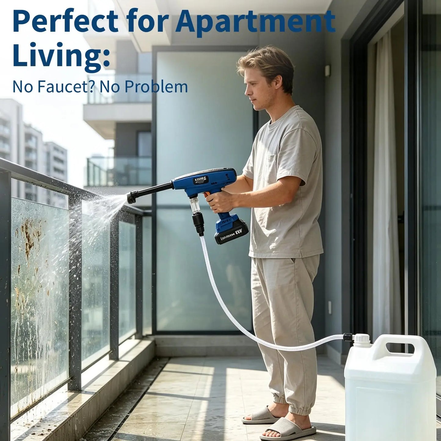 Cordless Portable Pressure Washer With 2 Rechargeable Batteries, 6-in-1 Nozzle & Foam Pot, Car Garden Patio Driveway Cleaning Kit