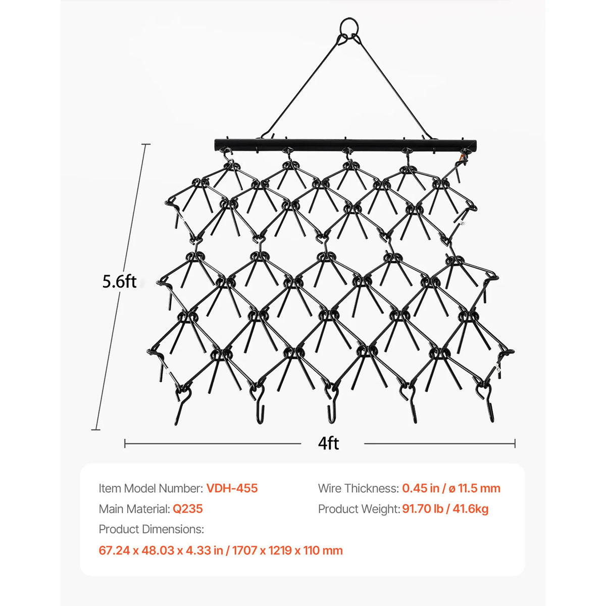 SucceBuy Drag Harrow 4 x 4ft Durable Chain Harrow with 69 Sharp Teeth for ATV UTV Tractor for Soil Preparation Seeding Smoothing