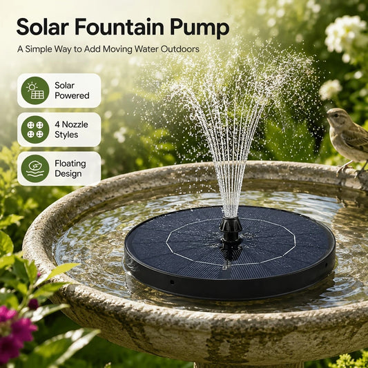 Solar Fountain, 1.8W/3.8W Solar Water Fountain with 4*Nozzles and 4*Crash Bars, DIY Water Feature&Outdoor Landscape Decor, Suitable for Bird Bath Garden Pond Pool etc