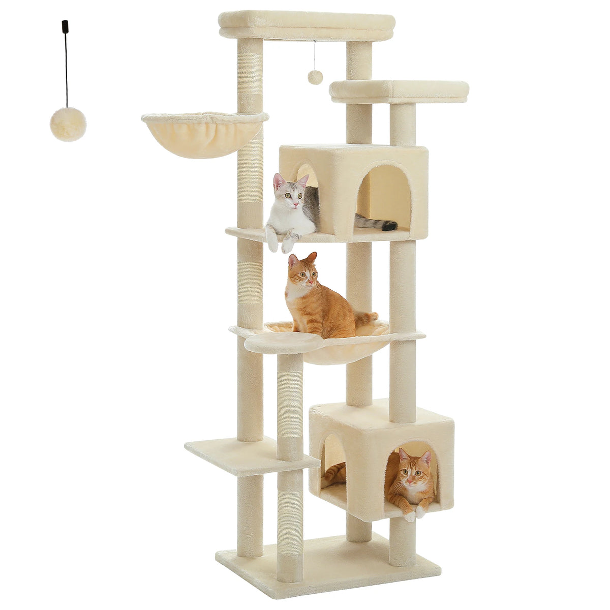 Tall Cat Tree for Indoor Cats Big Cat Tower with Super Large Hammock Cat Climbing Tree with Scratching Posts Condo House Black