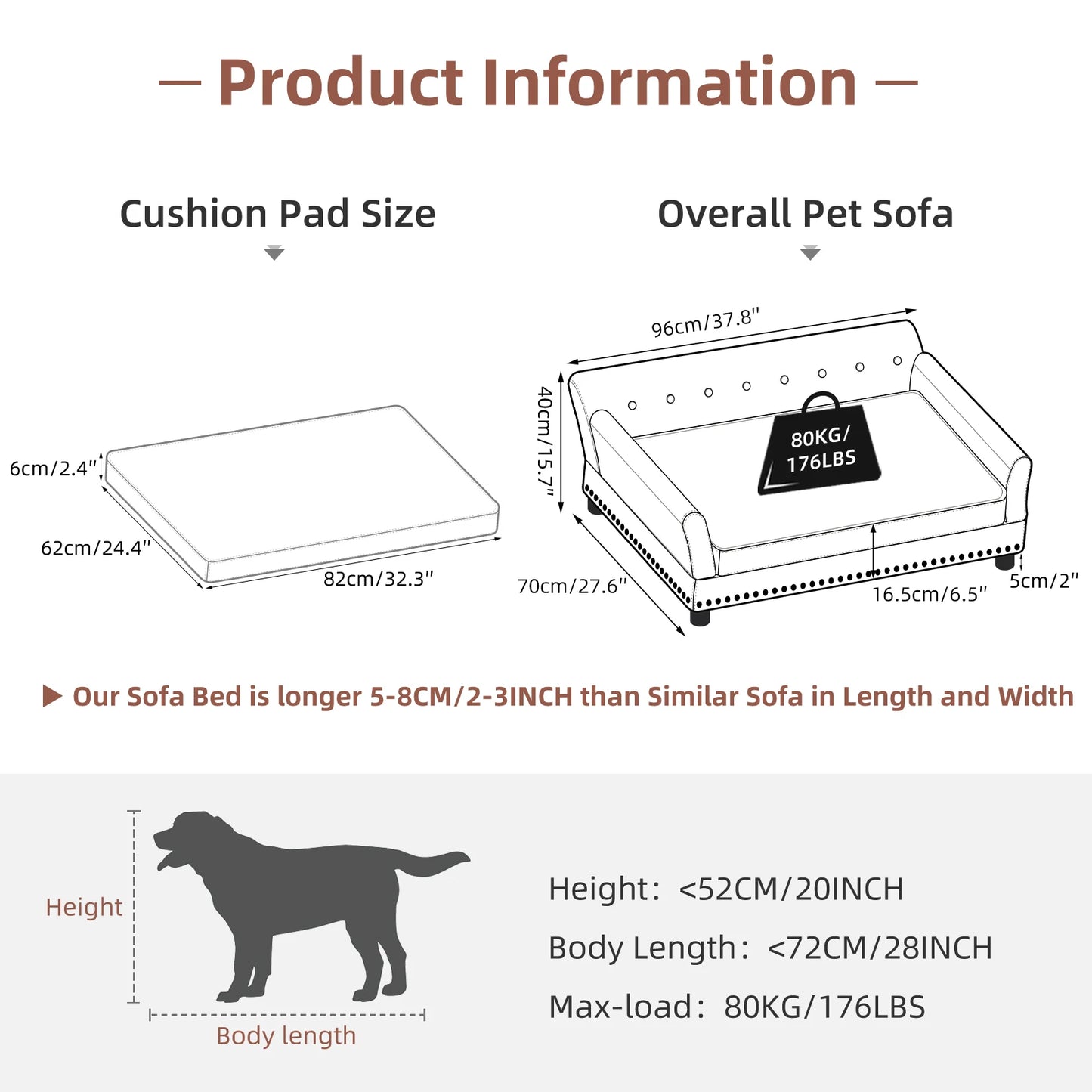 Bingopaw Waterproof Dog Sofa With Removable Microfiber Cushion