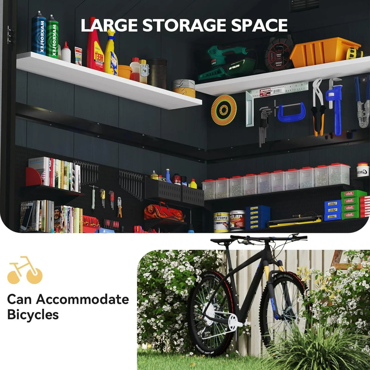 Outdoor Resin Storage Shed With Lockable Door And Ventilation