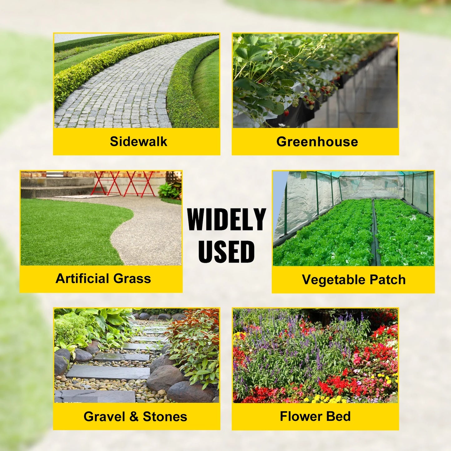 SucceBuy Woven Ground Cover Weed Barrier 5.8/5oz Landscape Fabric 4'x100'/5'x250'/3'x300'/4'x300' Garden Mat Weed Control Fabric